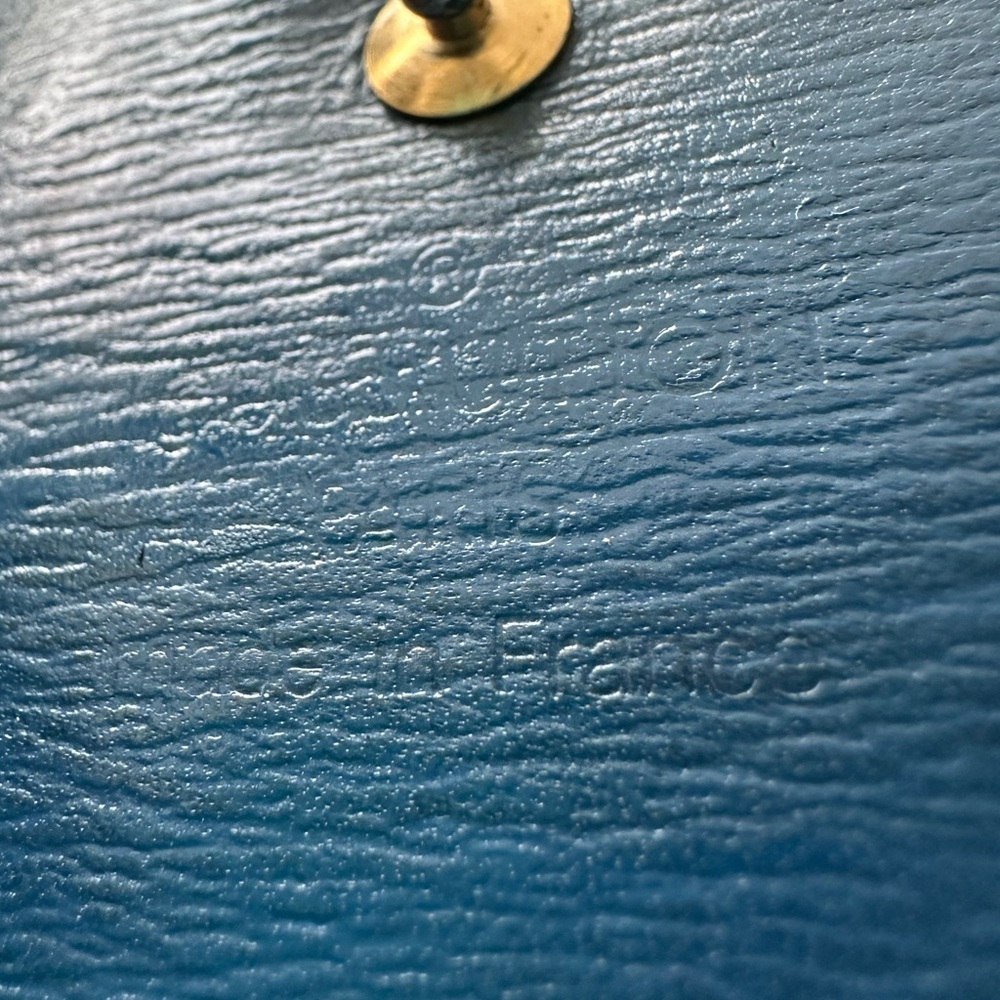 Louis Vuitton Epi Porte Feiulle Elise Leather Trifold Wallet Blue COA - Picture 9 of 11